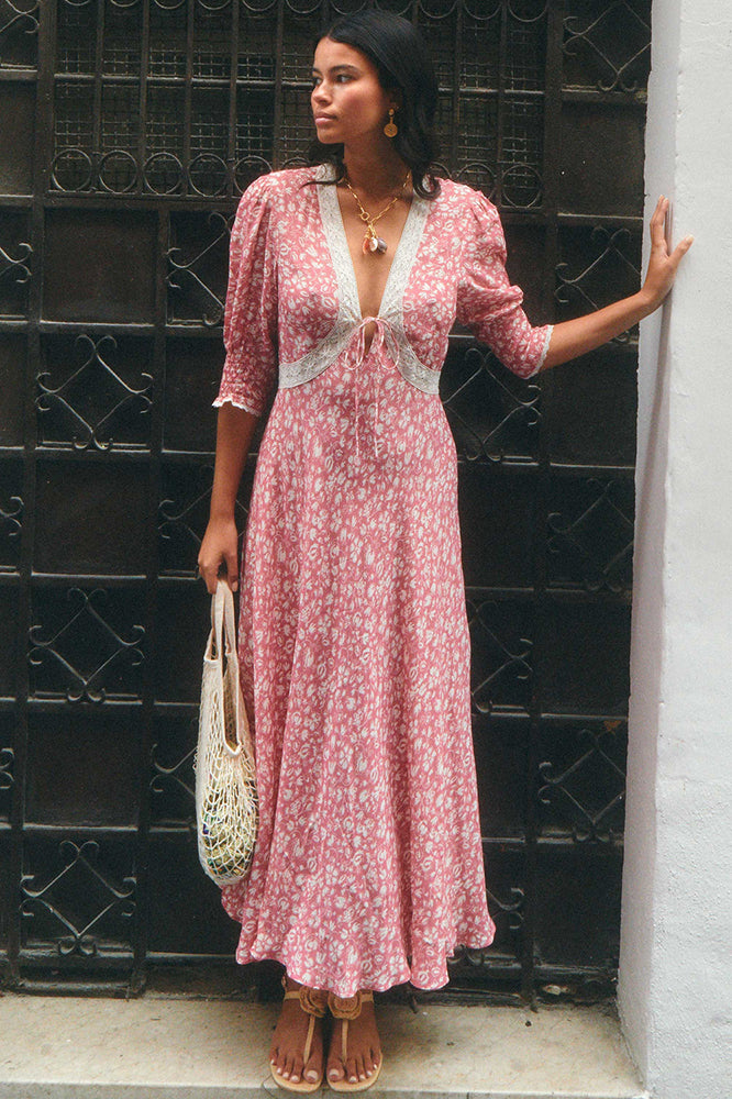 white christmas dresses Ester Silk Maxi Dress in Brown Sun Leo Tan
