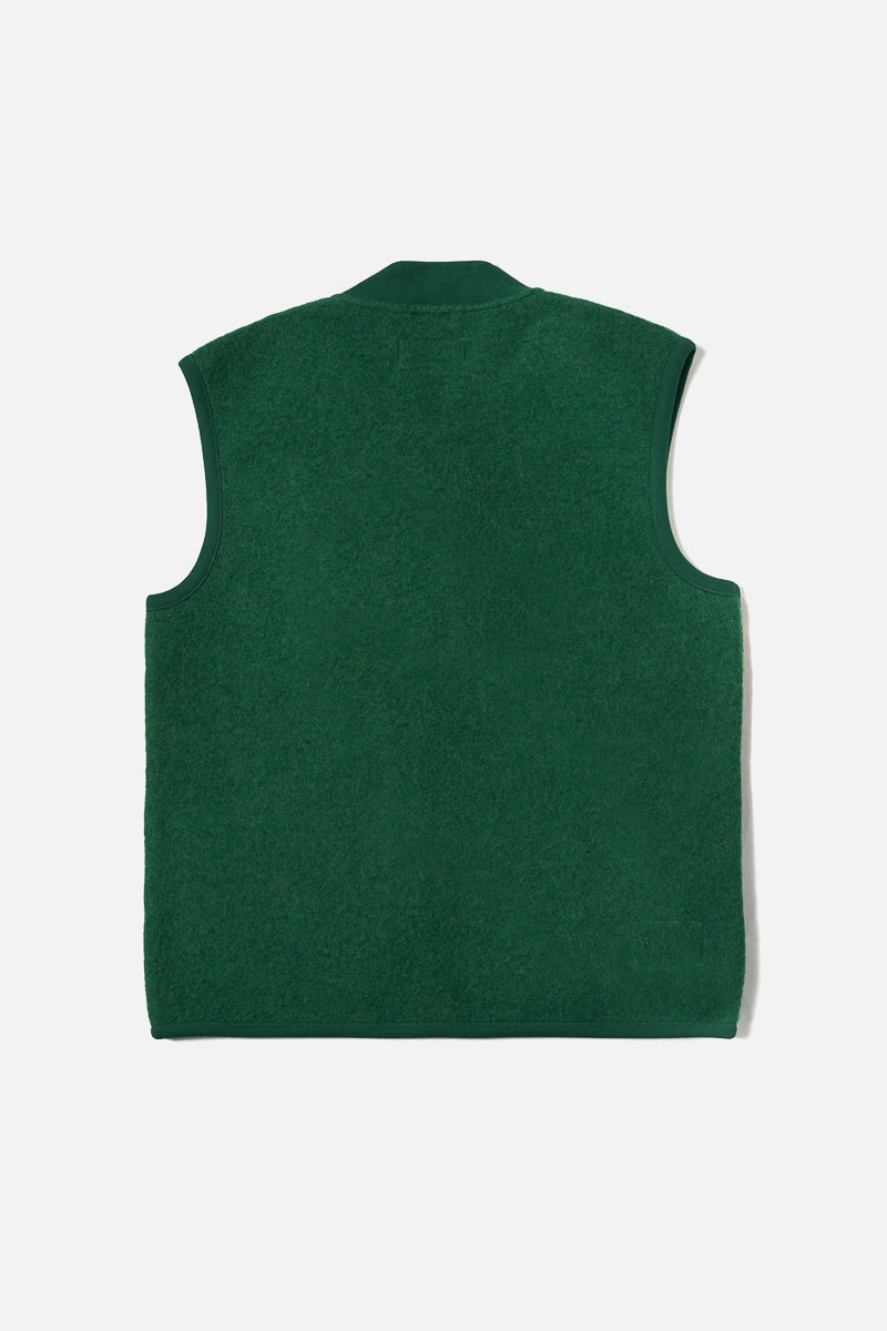 Zip Waistcoat - Green Wool Fleece