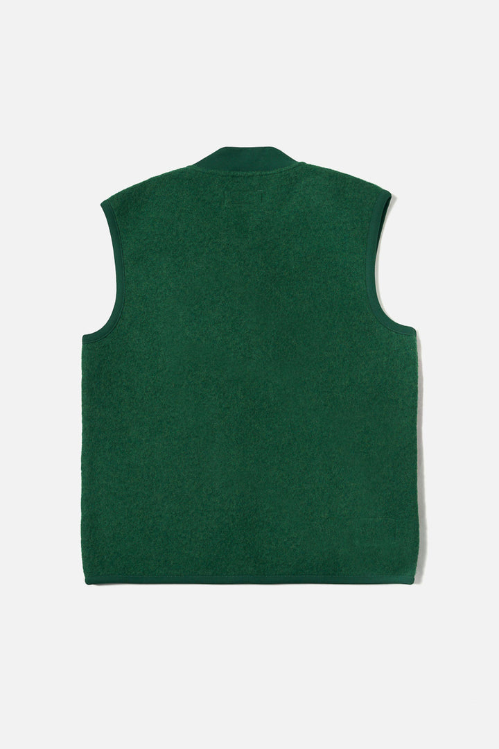 Zip Waistcoat - Green Wool Fleece