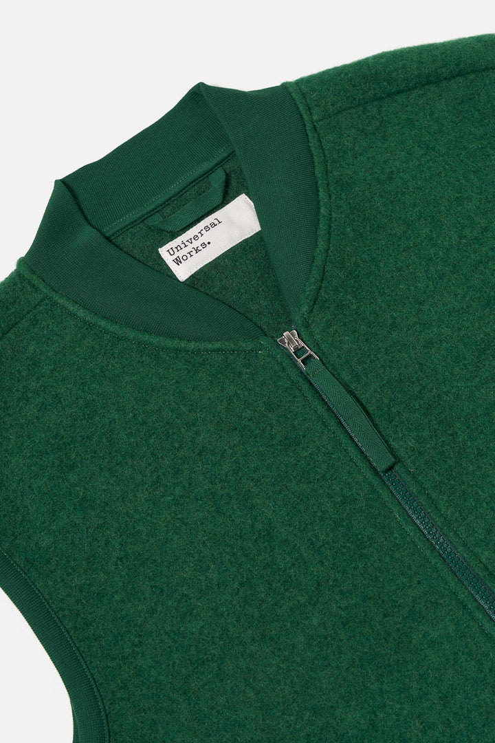 Zip Waistcoat - Green Wool Fleece