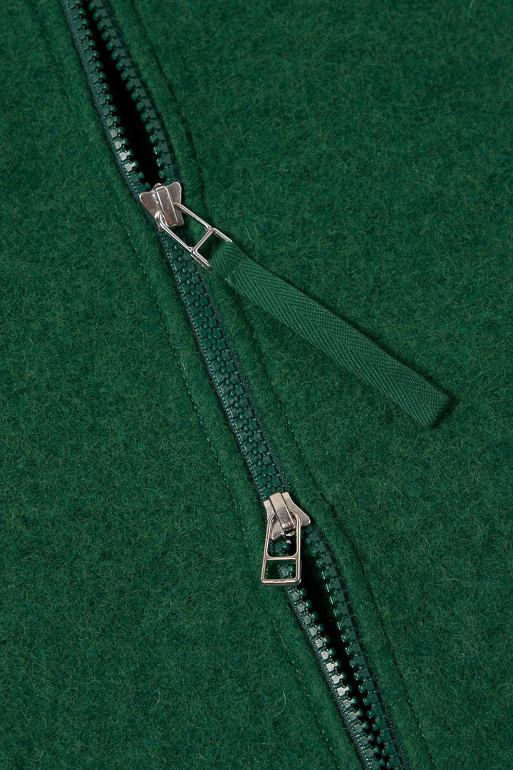 Zip Waistcoat - Green Wool Fleece