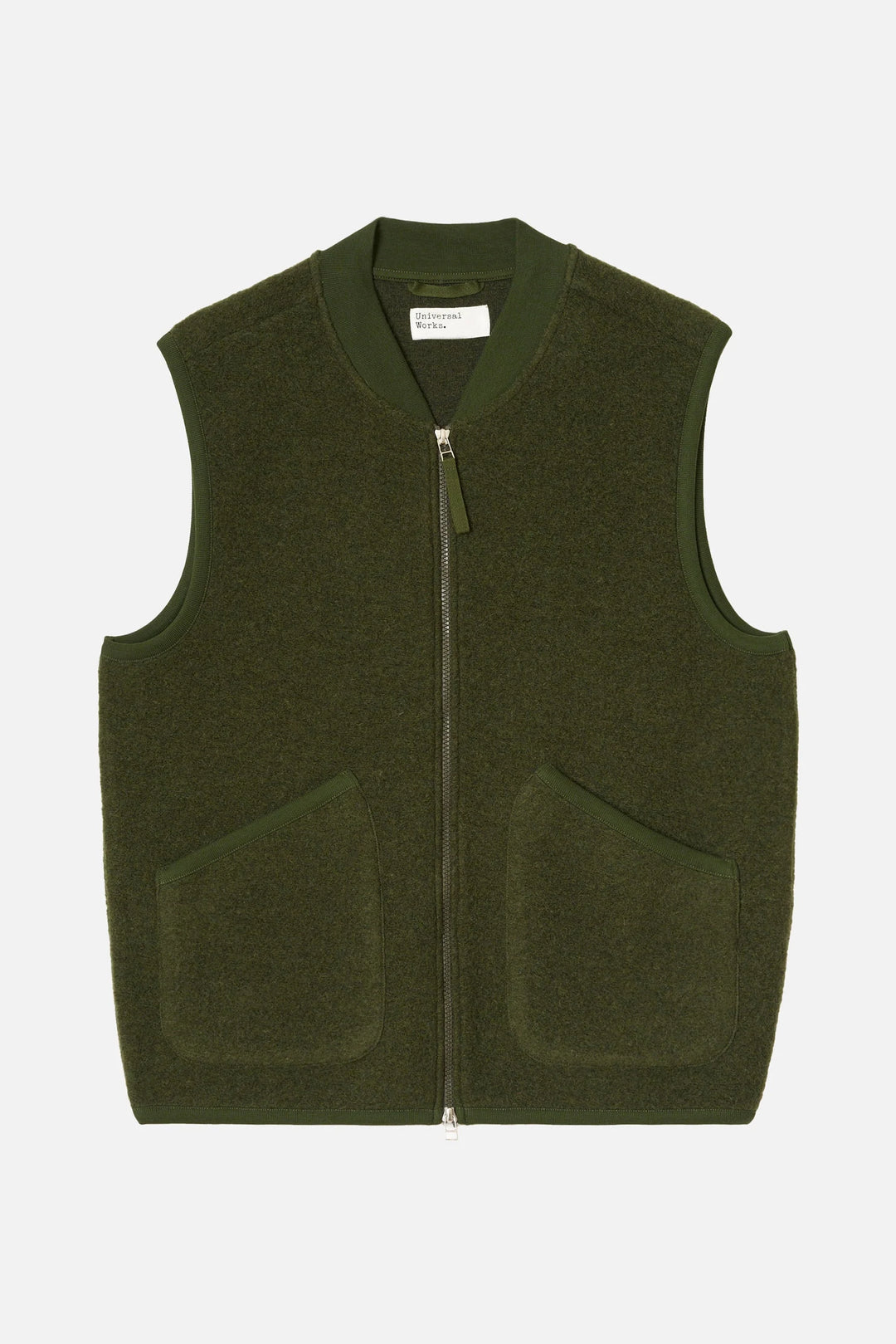 Zip Waistcoat - Olive Wool Fleece