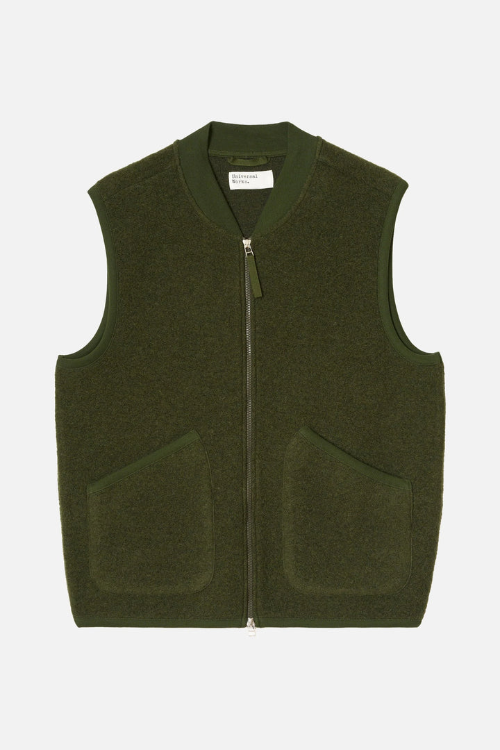 Zip Waistcoat - Olive Wool Fleece