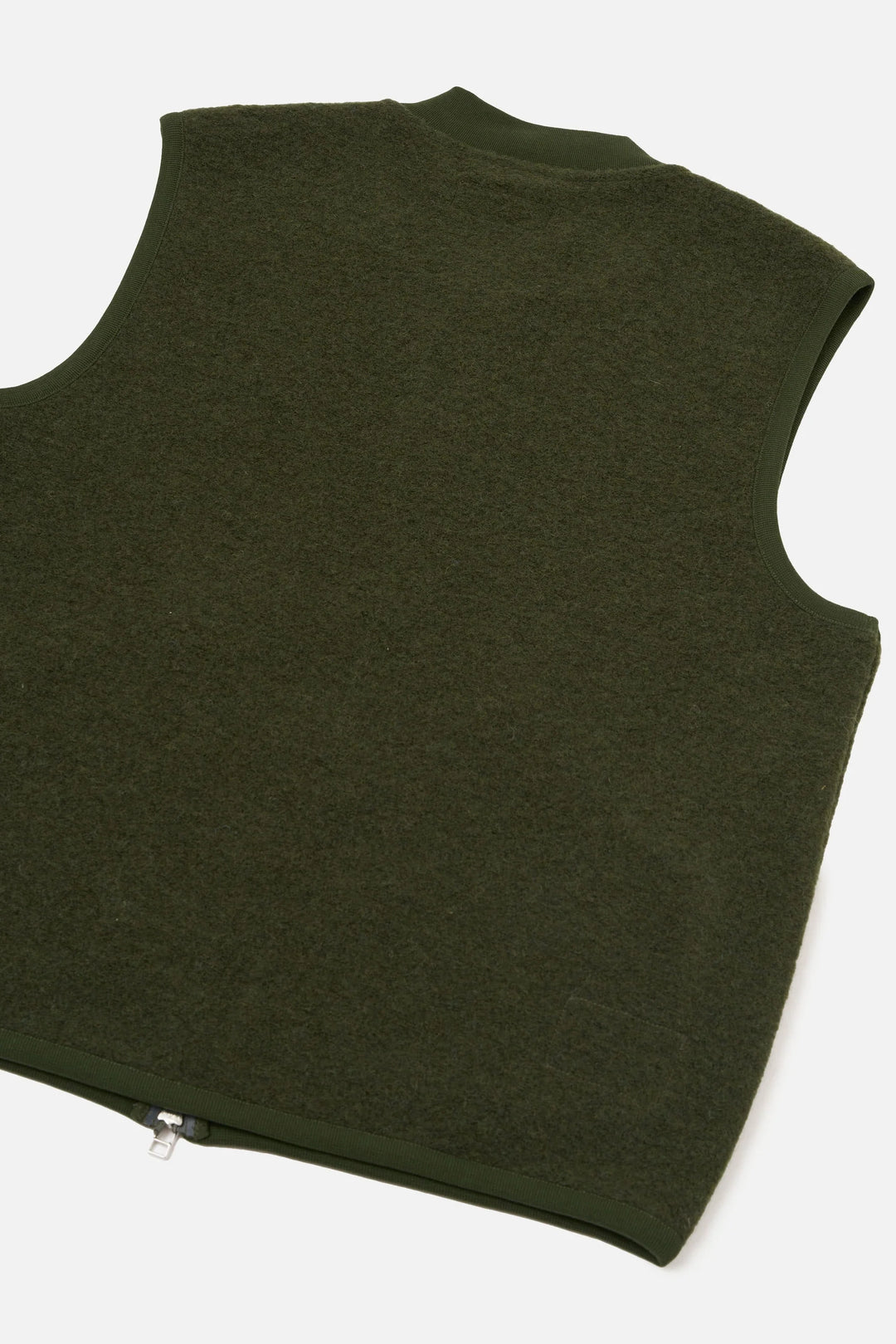Zip Waistcoat - Olive Wool Fleece
