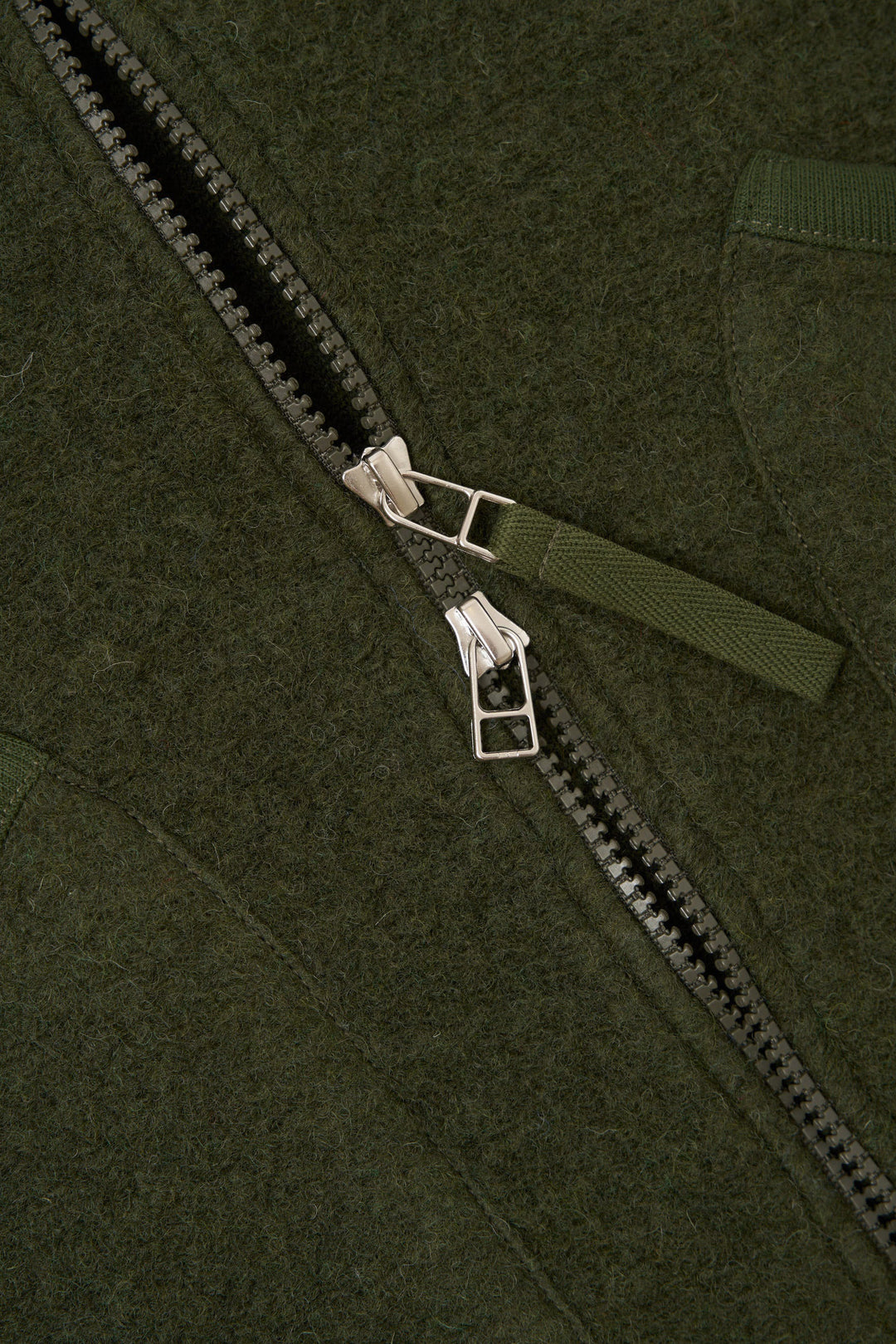 Zip Waistcoat - Olive Wool Fleece
