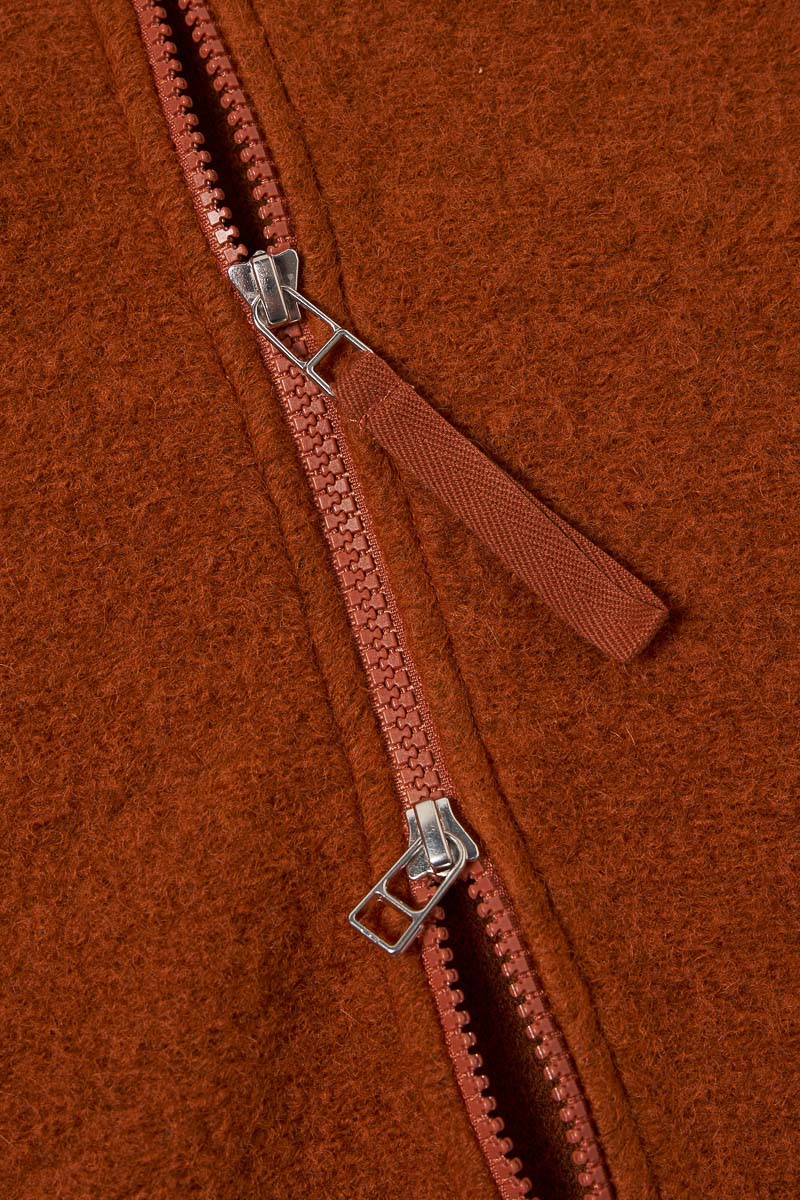 Zip Waistcoat - Rust Wool Fleece