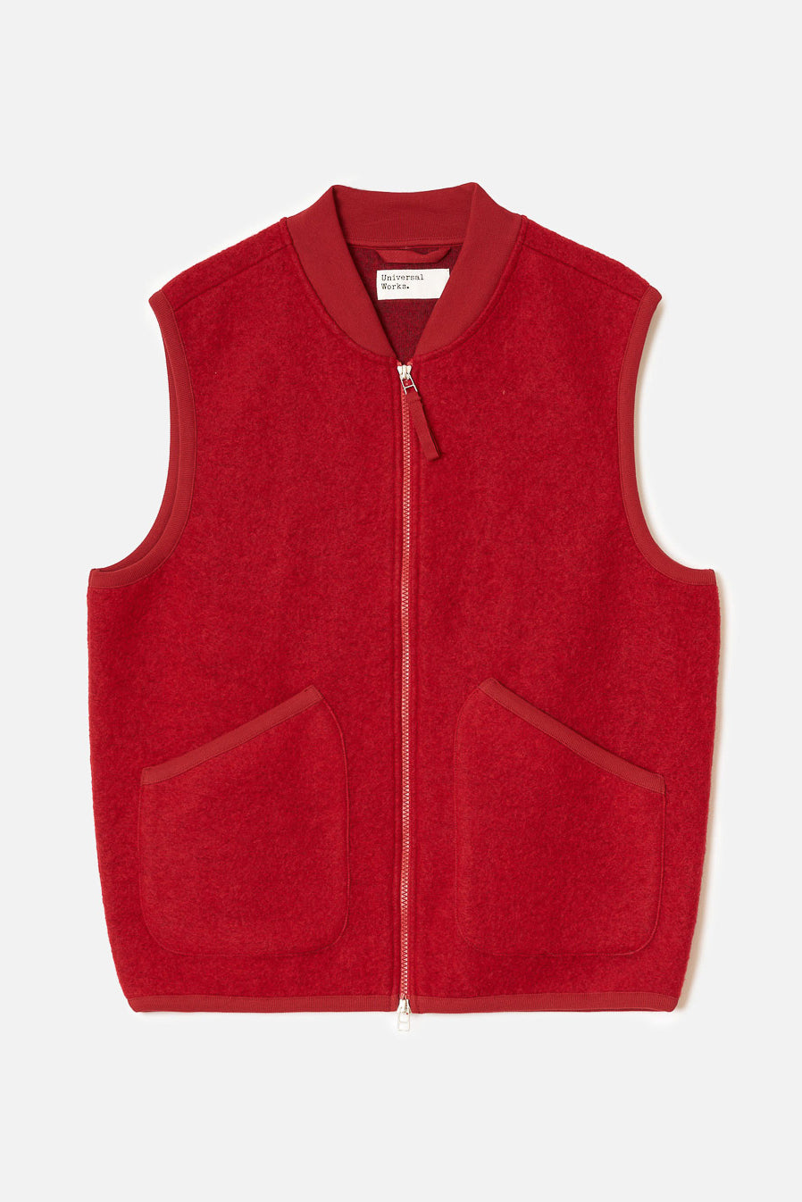 Zip Waistcoat - Scarlet Wool Fleece