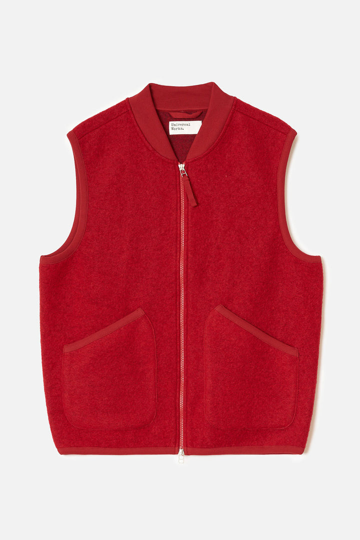 Zip Waistcoat - Scarlet Wool Fleece