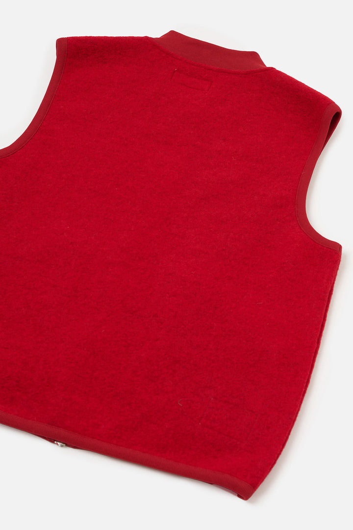 Zip Waistcoat - Scarlet Wool Fleece