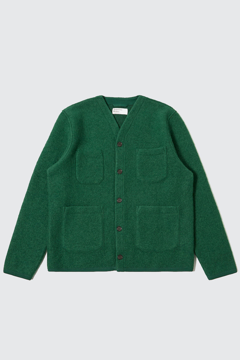Cardigan - Green Wool Fleece