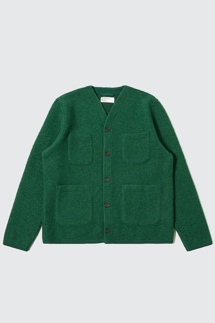 Cardigan - Green Wool Fleece