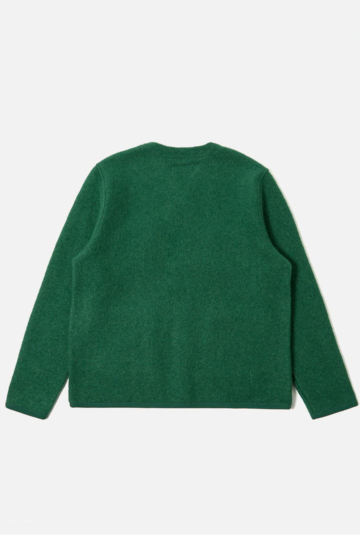Cardigan - Green Wool Fleece