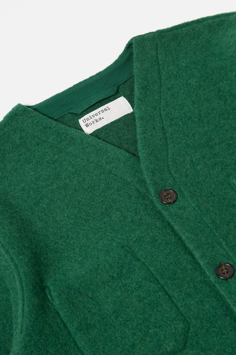 Cardigan - Green Wool Fleece
