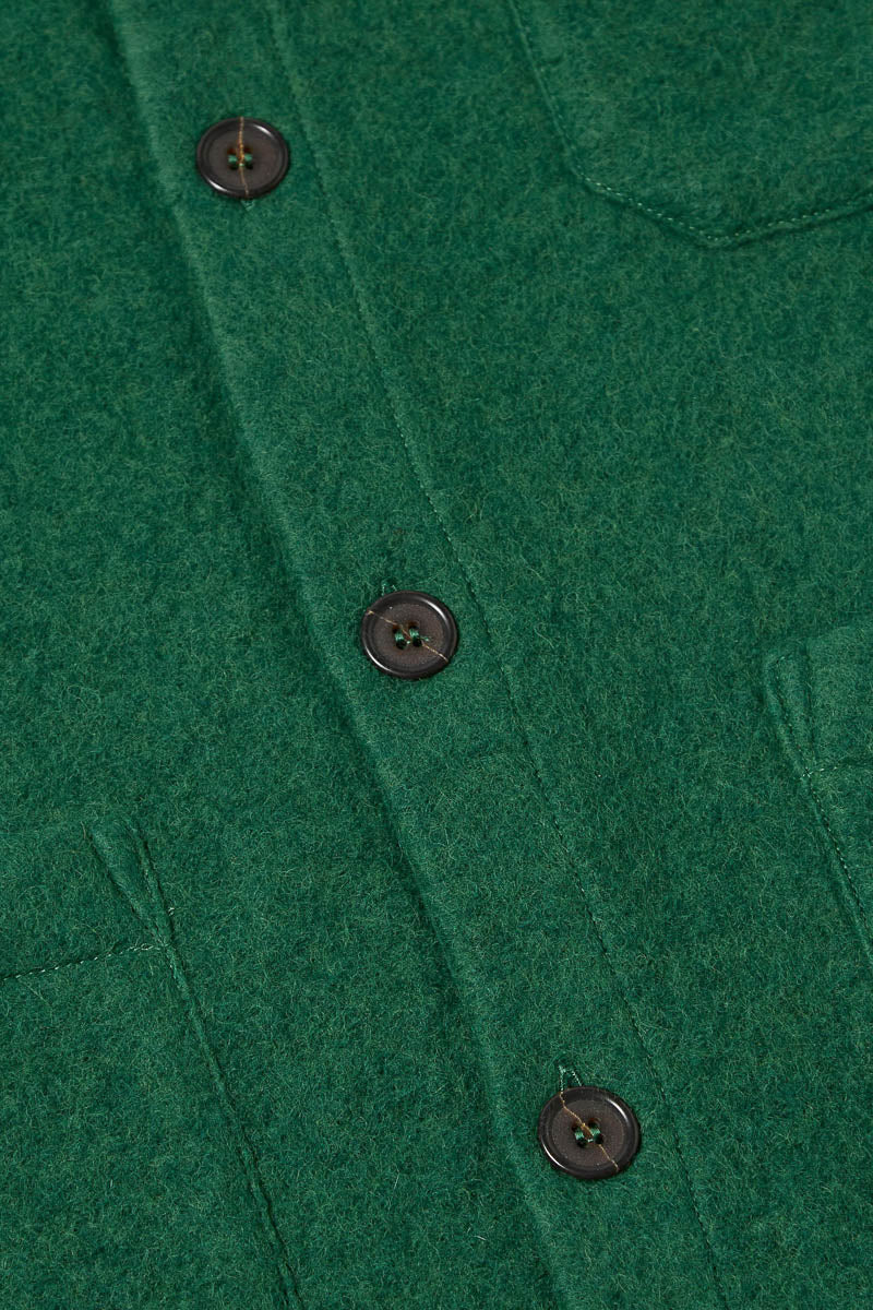 Cardigan - Green Wool Fleece