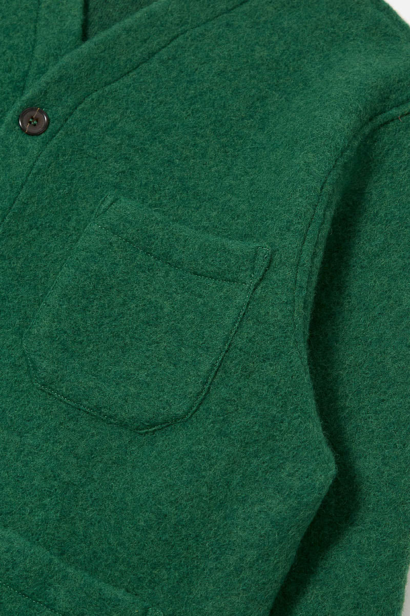 Cardigan - Green Wool Fleece