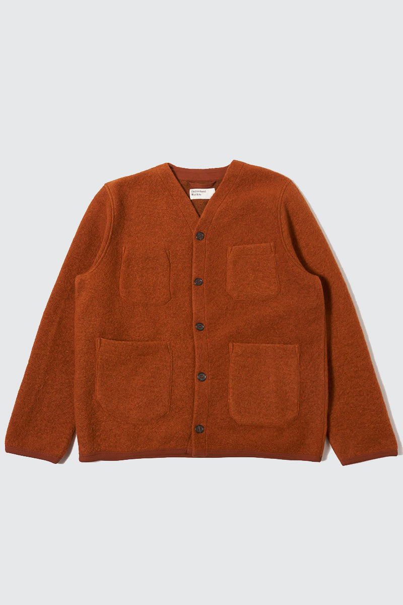 Cardigan - Rust Wool Fleece