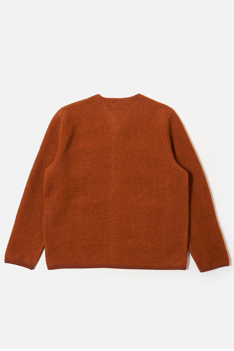 Cardigan - Rust Wool Fleece