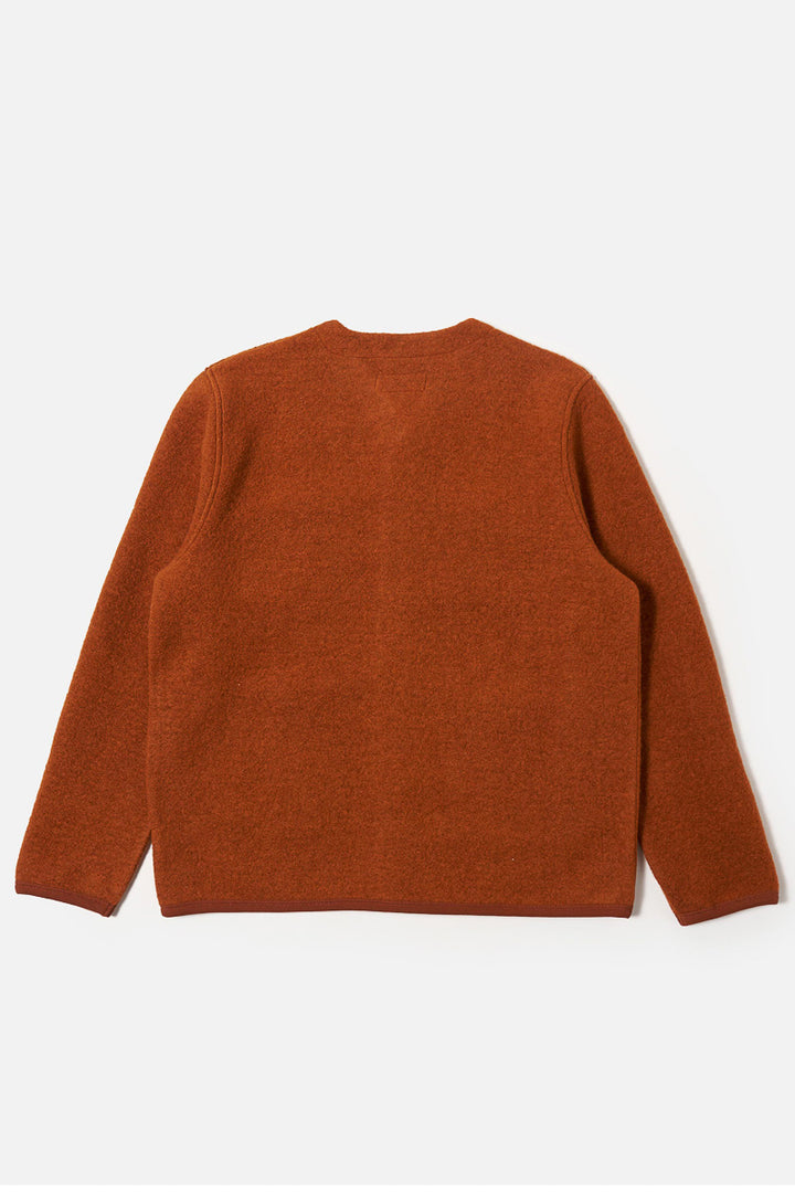 Cardigan - Rust Wool Fleece