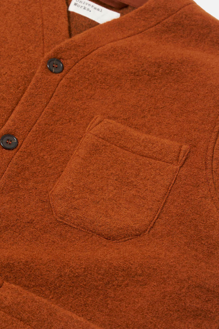 Cardigan - Rust Wool Fleece