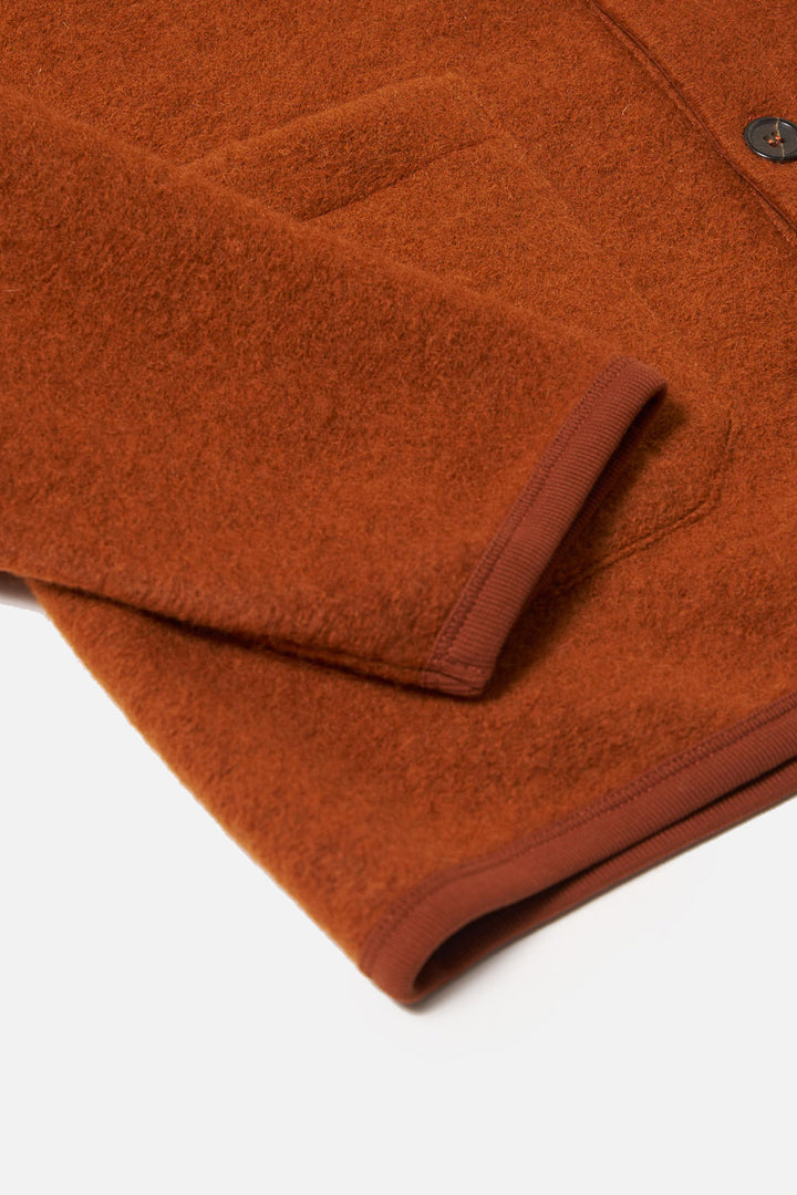 Cardigan - Rust Wool Fleece