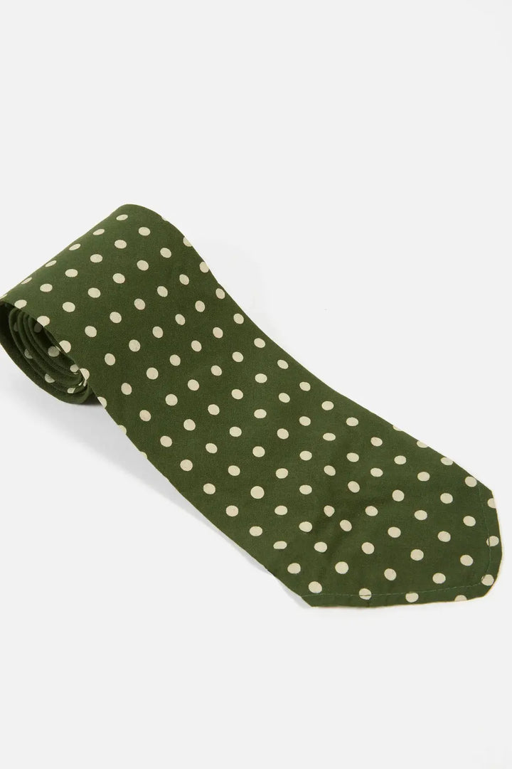 Tie - Olive Dot Print