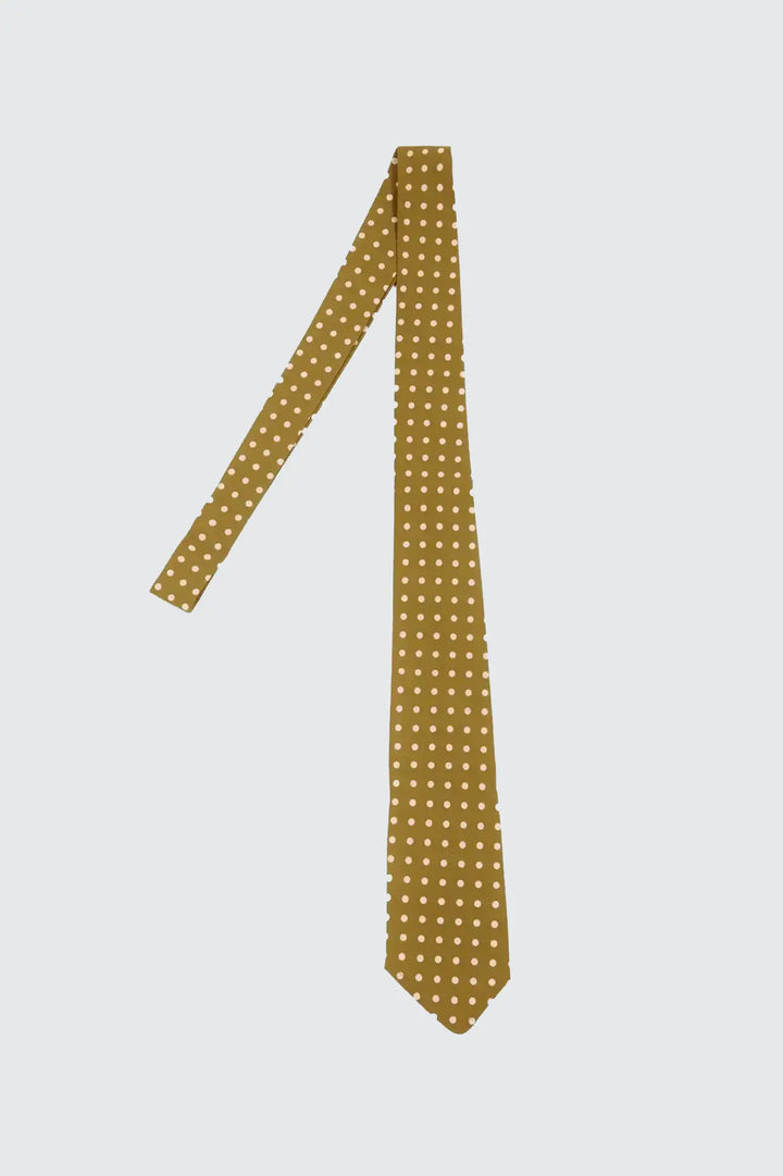 Tie - Mustard Dot Print