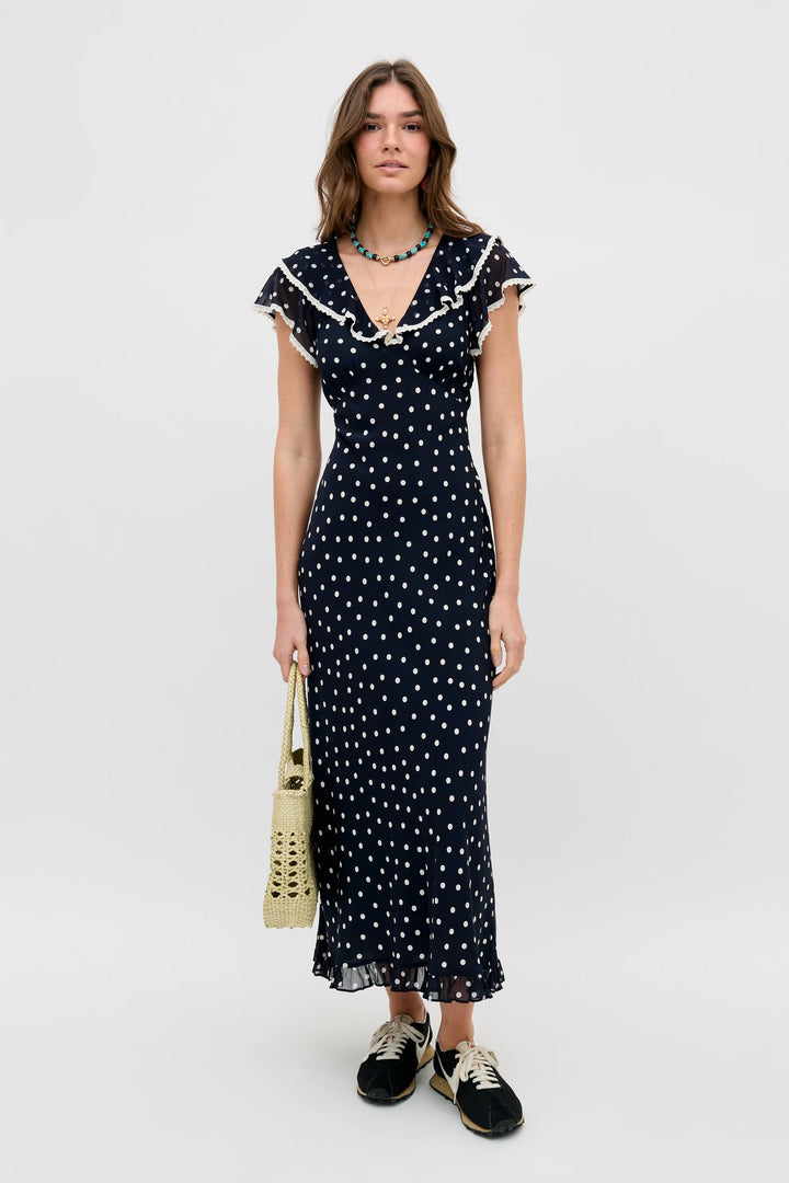 Bethea Midi Dress - Layla Dot Navy