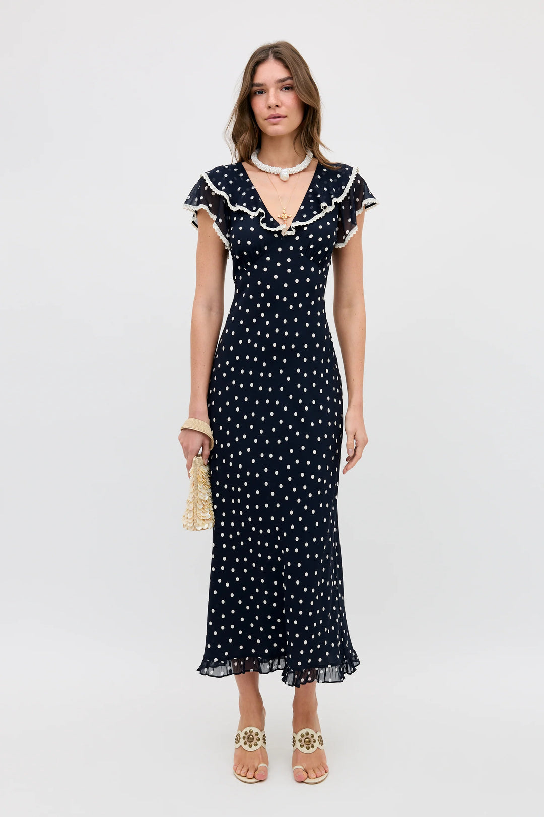 Bethea Midi Dress - Layla Dot Navy