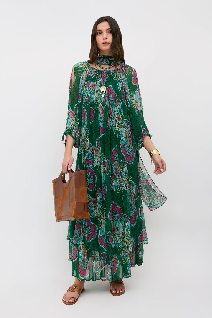 Hayden Chiffon Dress - Butterfly Bloom Green