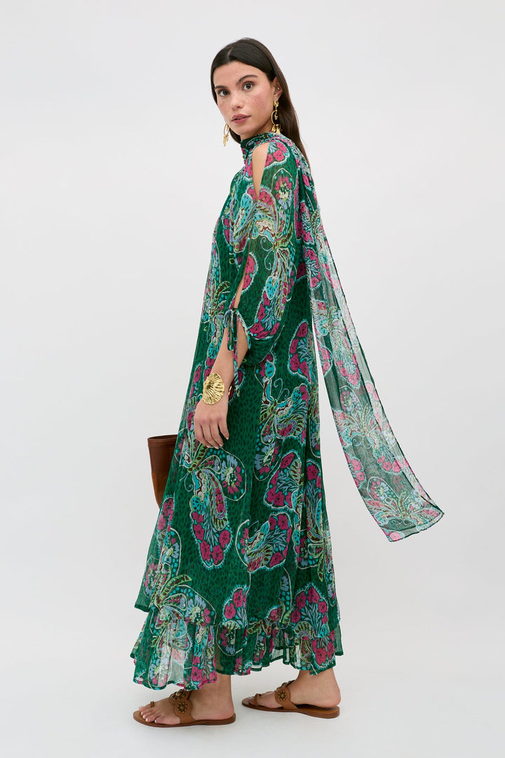 Hayden Chiffon Dress - Butterfly Bloom Green