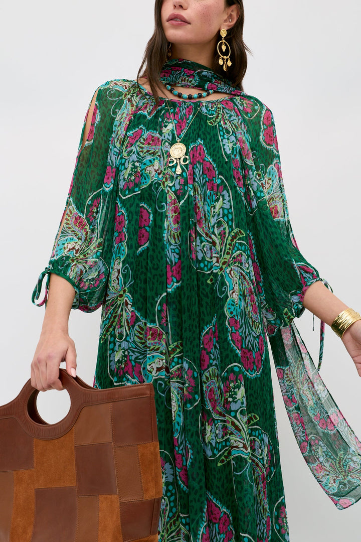 Hayden Chiffon Dress - Butterfly Bloom Green