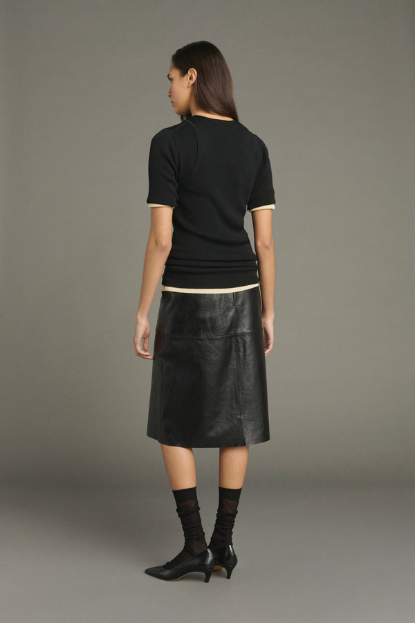 Gwen Skirt - Black Leather