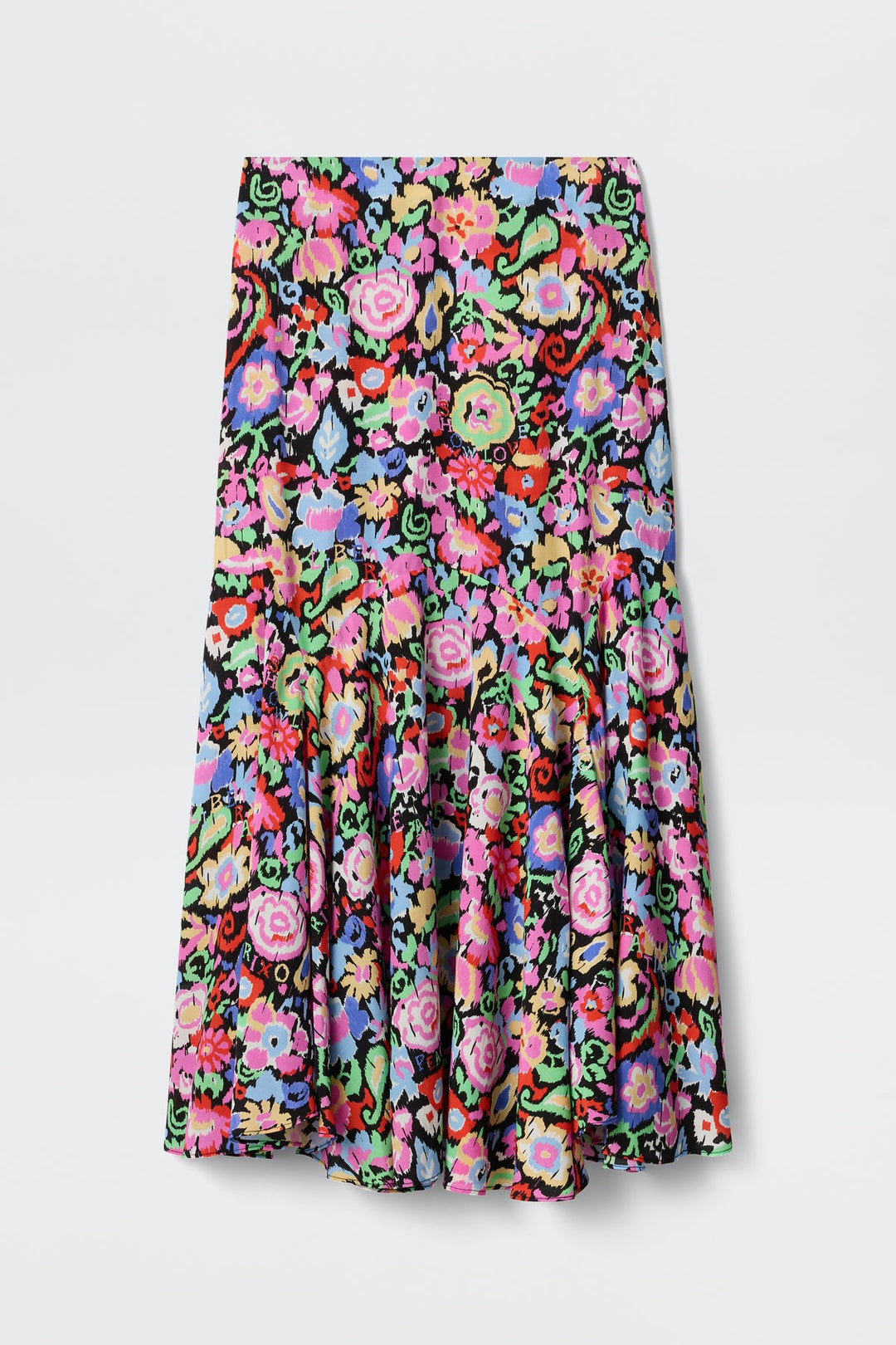 Libbie Midi Skirt - Ikat Bloom Charcoal - Frontiers Woman