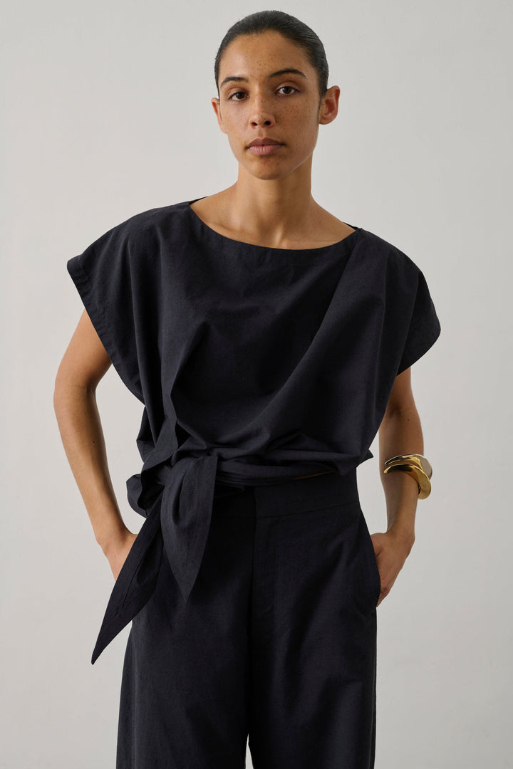 Itea Knotted Blouse - Midnight Blue - Frontiers Woman