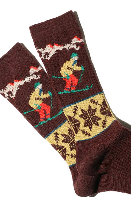 Wool Ski Socks - Wine - Frontiers Woman