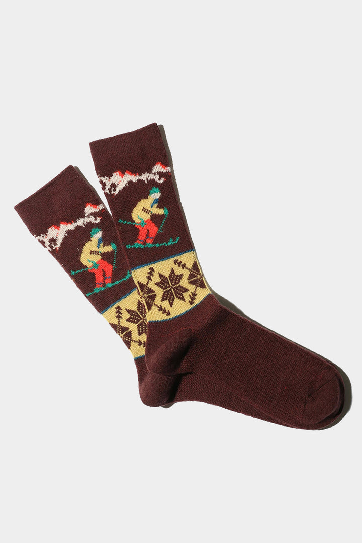 Wool Ski Socks - Wine