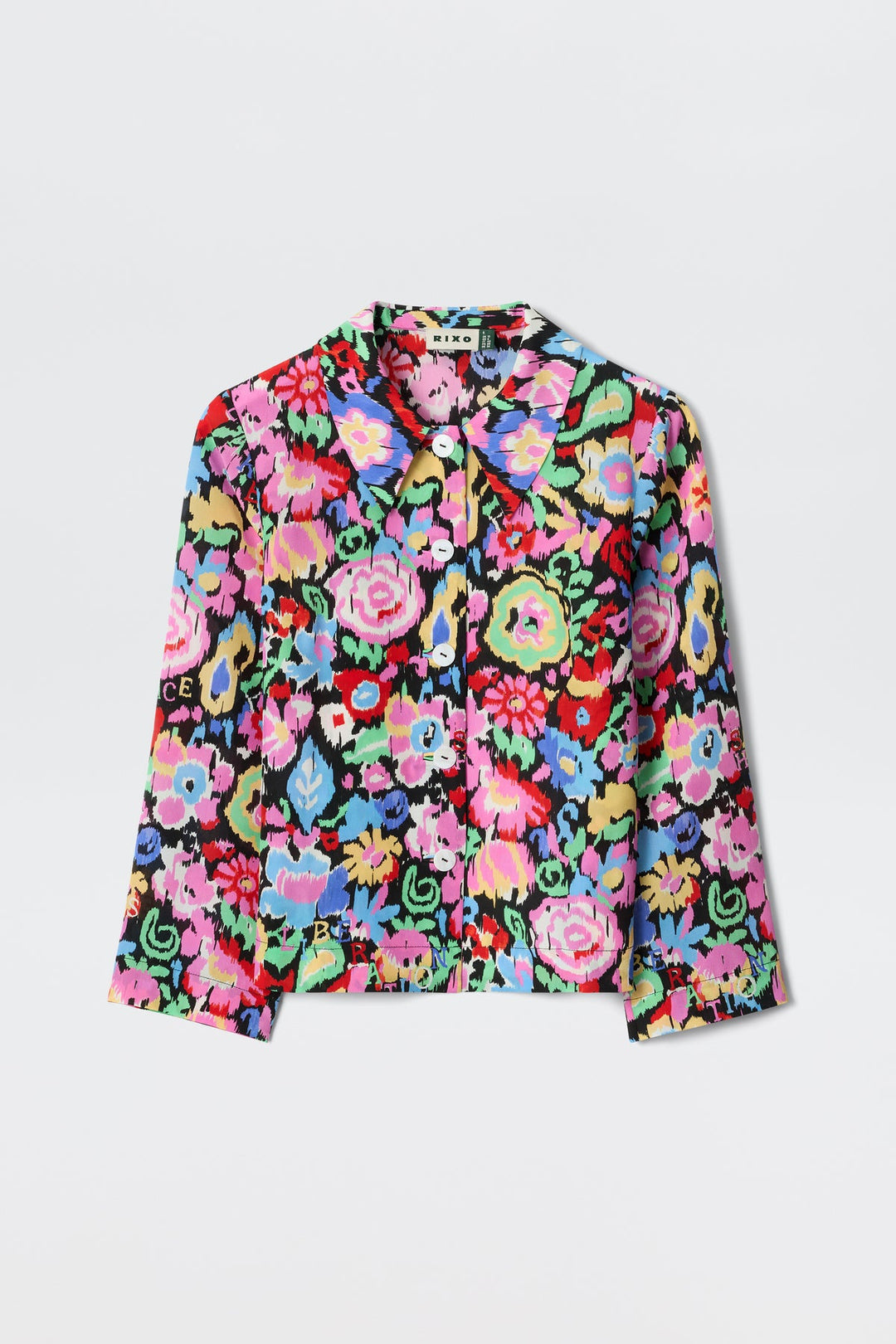 Ginette Silk Shirt - Ikat Bloom Charcoal