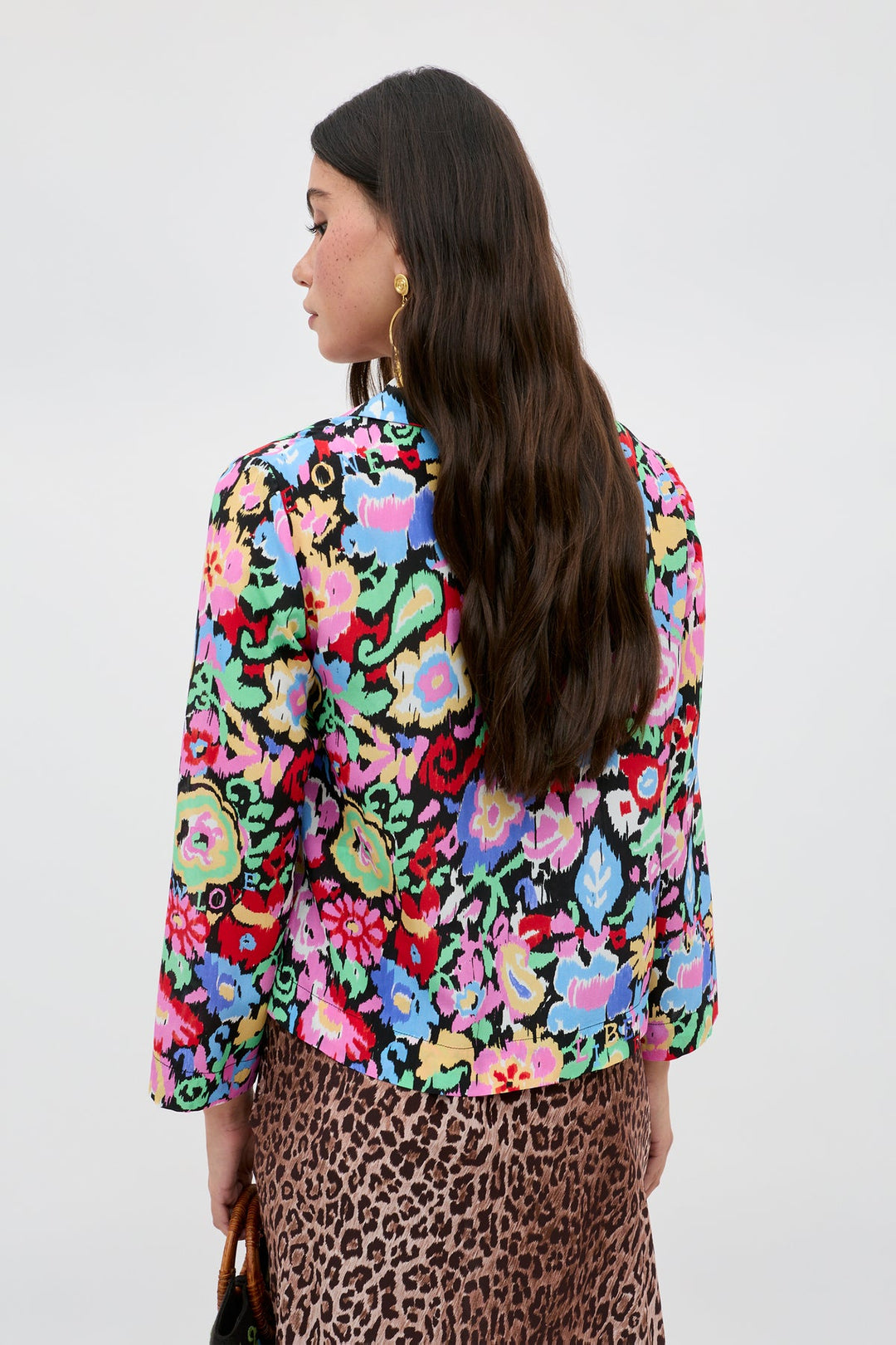 Ginette Silk Shirt - Ikat Bloom Charcoal