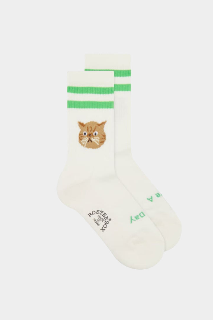 Cat Socks - Green Stripe