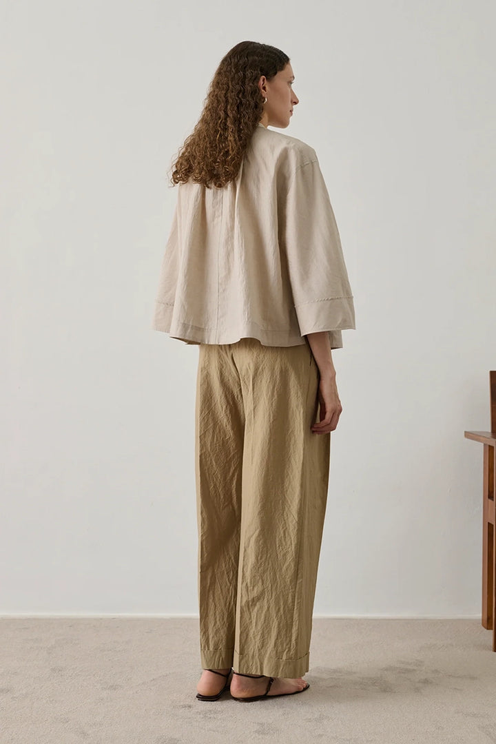 Hennie Linen Blouse - Mastic