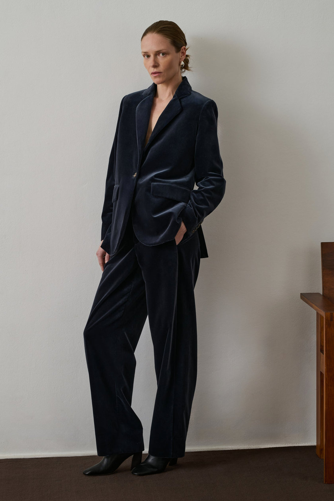 Celestin Trousers - Anthracite Grey Smooth Velvet