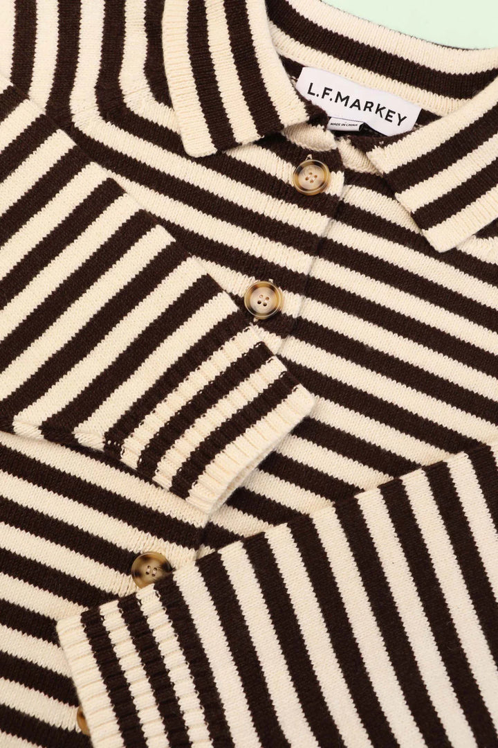 Lytton Cardigan - Espresso Stripe