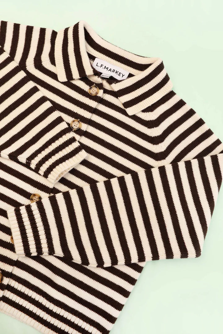 Lytton Cardigan - Espresso Stripe
