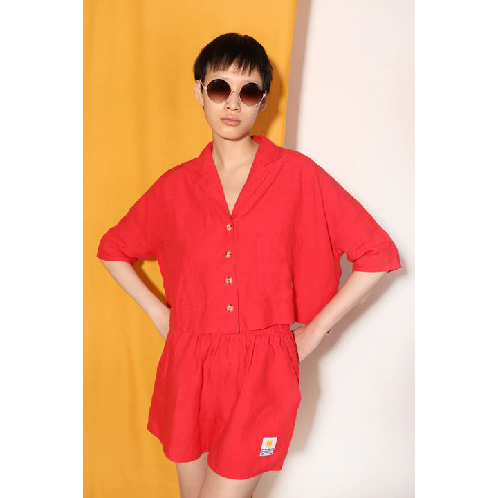 Maxim Linen Shirt - Vermillion