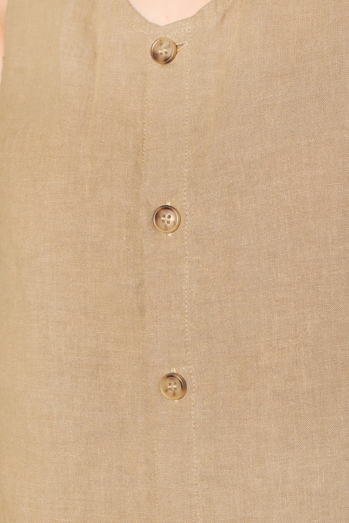 Button Front Tank - Stone
