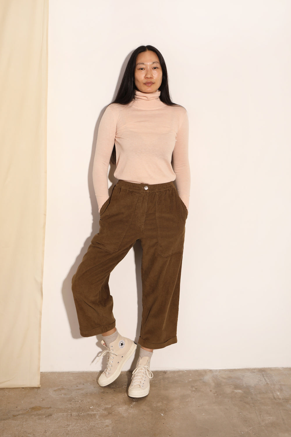 Beckett Crop Trouser - Olive Corduroy