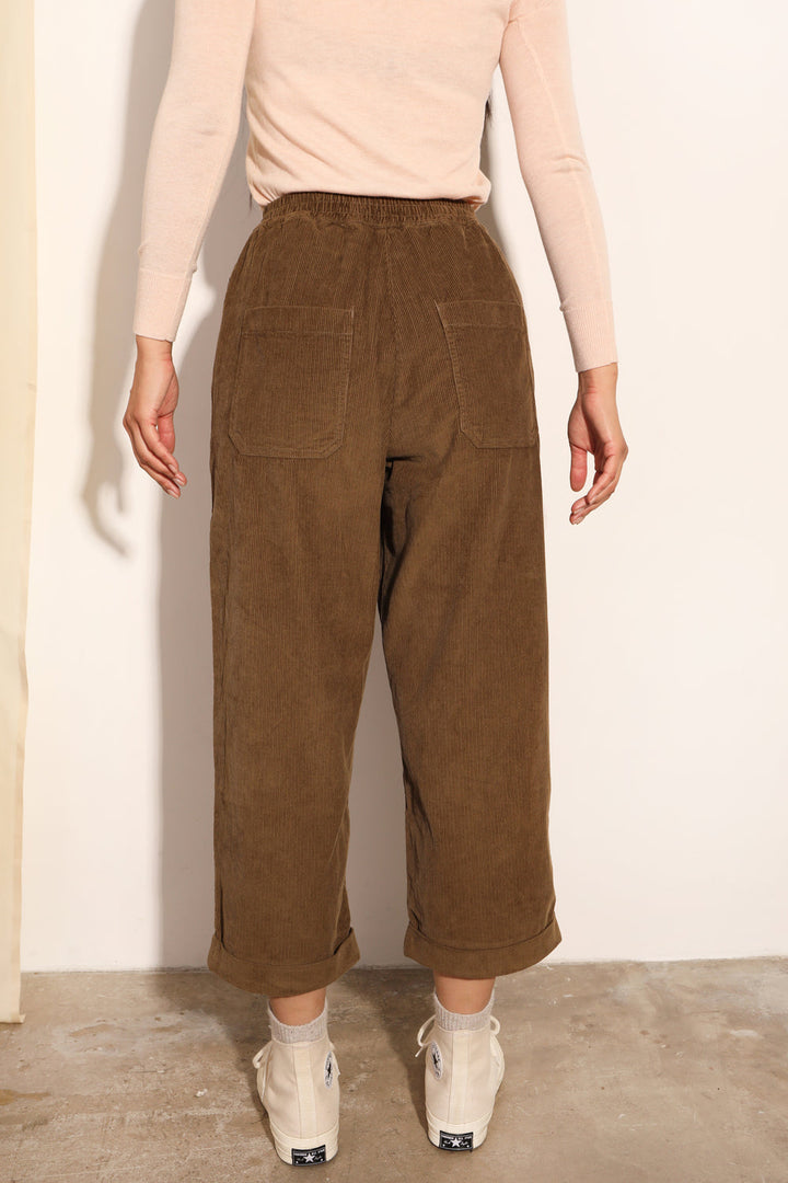 Beckett Crop Trouser - Olive Corduroy