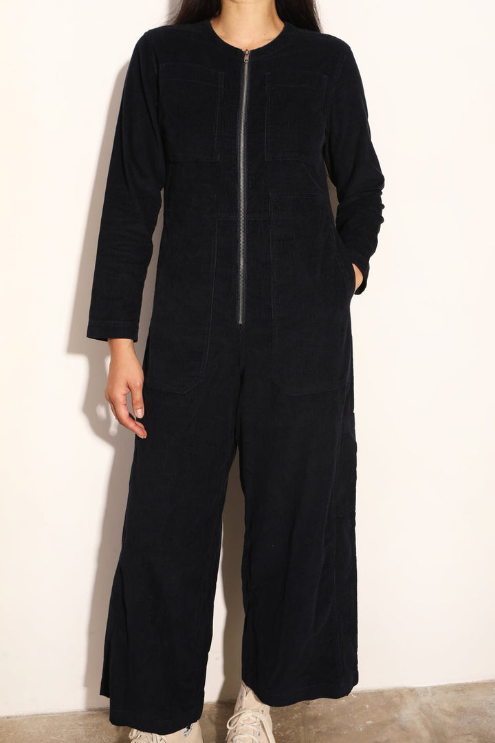 Felix Longsleeve Boilersuit - Navy Corduroy