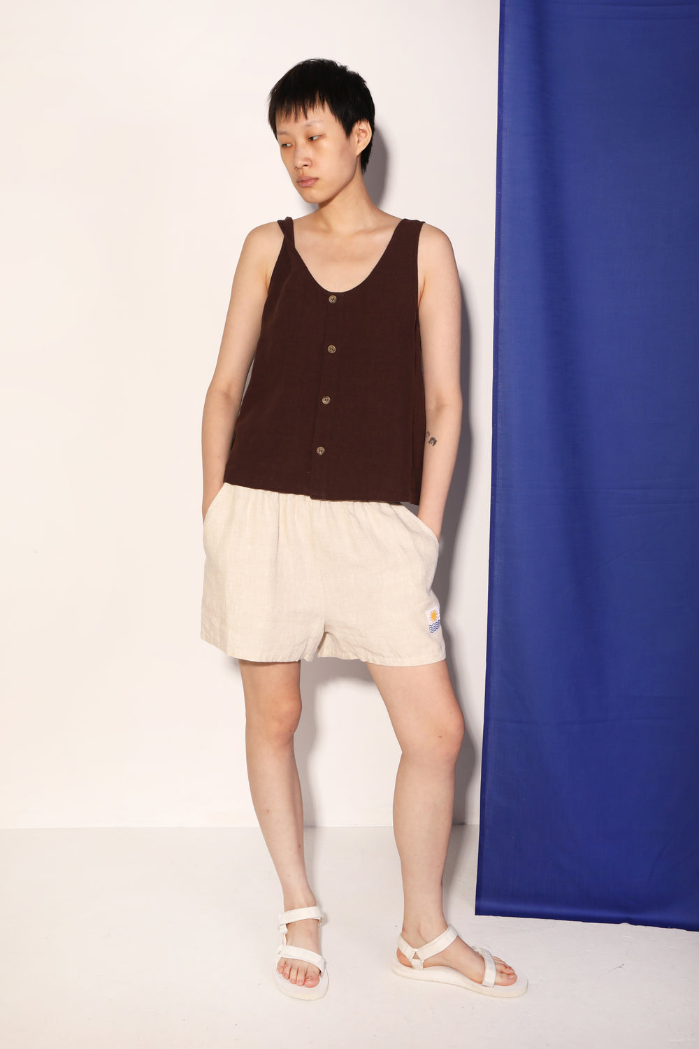 Button Front Tank - Chocolate