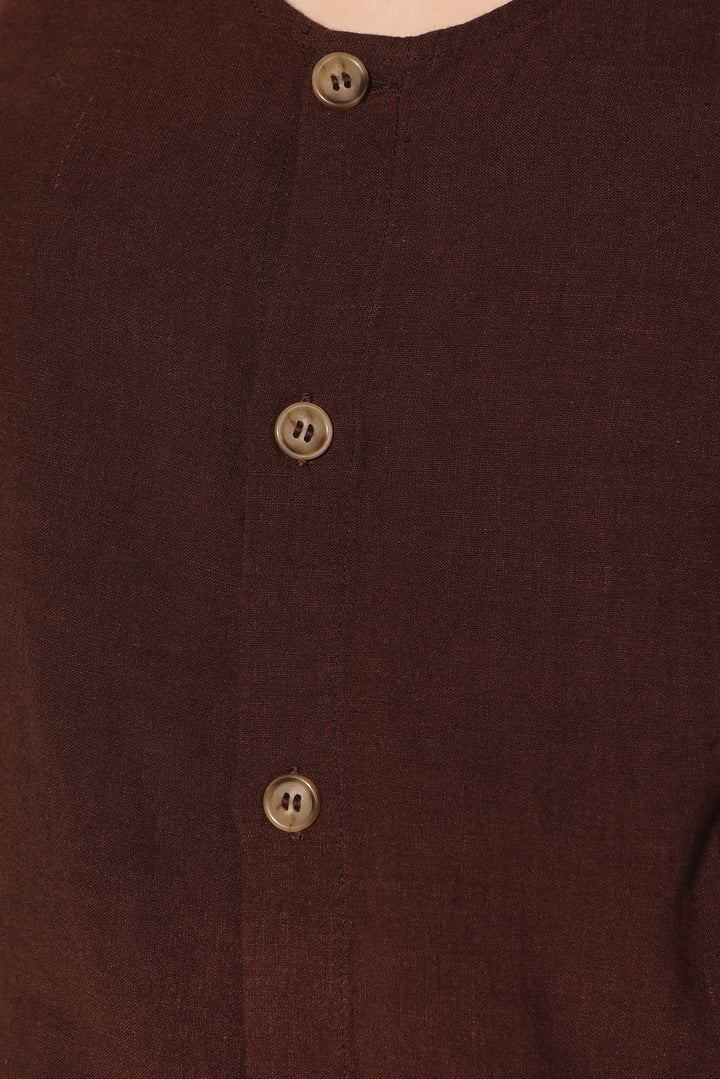 Button Front Tank - Chocolate